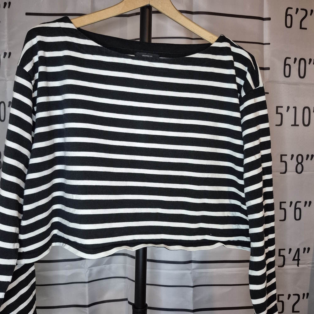 J. Crew Black and White Striped Top